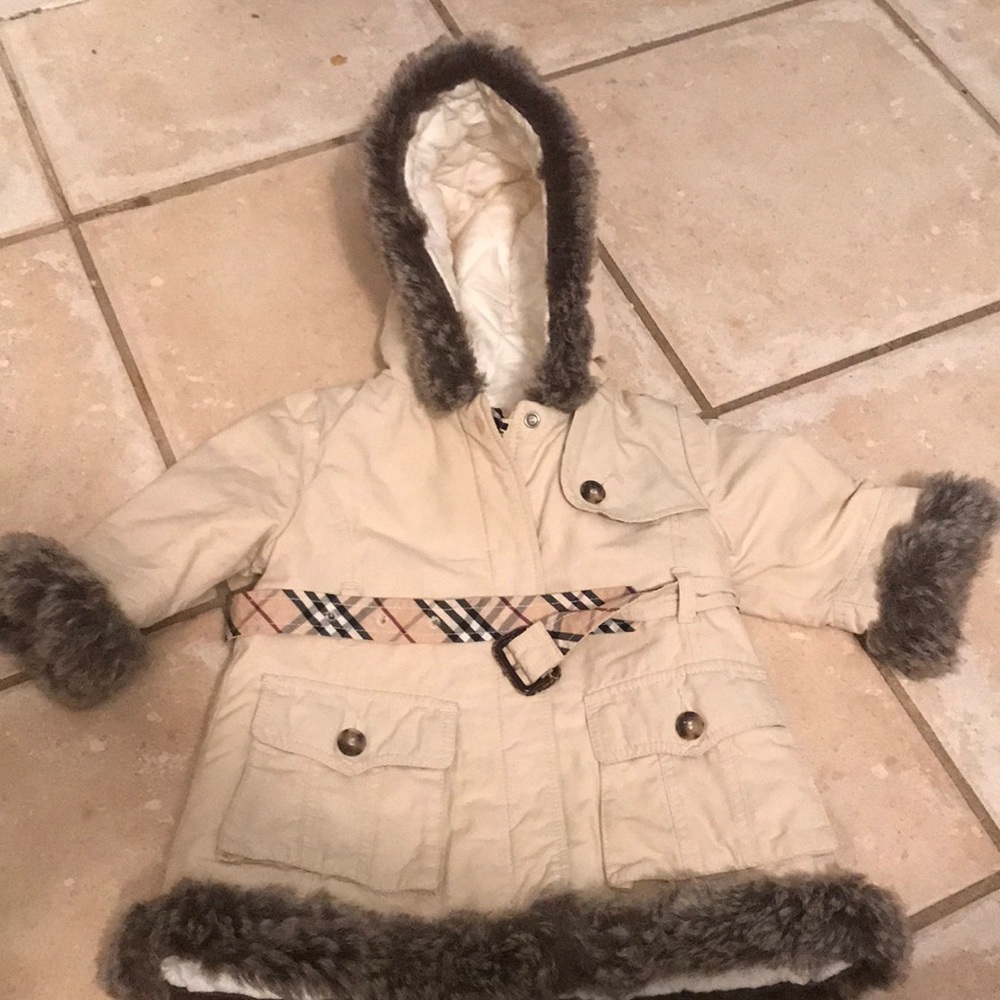 Burberry Coat with Fur Trim